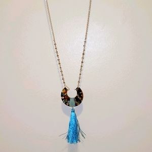 Bohemian lucite fringe necklace